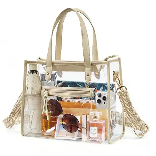 Clear Stadium Tote, Light Khaki