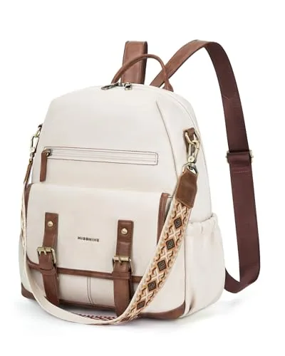 Convertible Vegan Leather Backpack Purse, 13 inch laptop, Beige