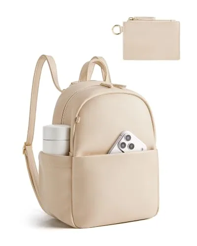 Convertible Vegan Leather Backpack Purse, Beige