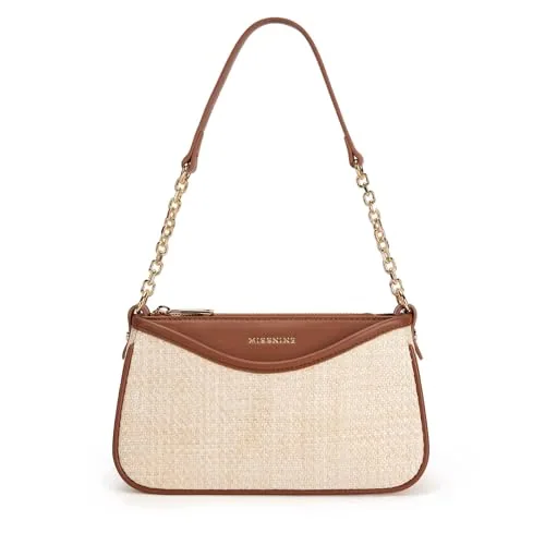 Vegan Leather Hobo Bag, Brown and Beige