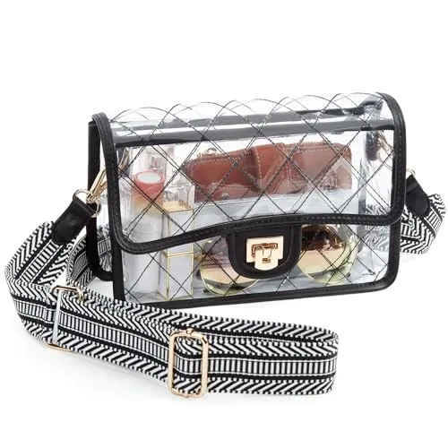 Clear Crossbody Bag III, Quilted Black