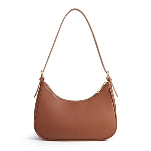 Vegan Leather Shoulder Bag, Brown