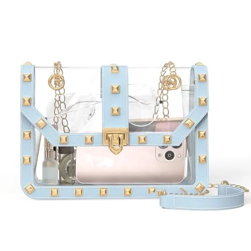 Clear Crossbody Bag 16, Studs Flap Blue
