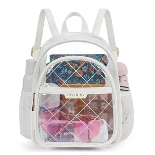 Mini Clear Backpack V, Quilted White