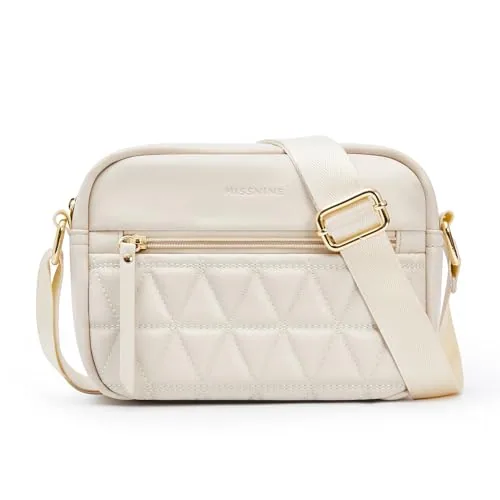 Quilted Crossbody Bag, Quilted Beige